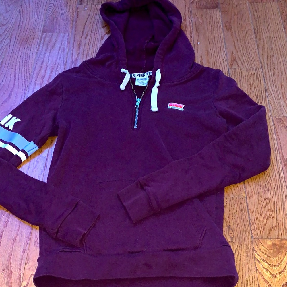 Victoria’s Secret Pink hooded half zip sweatshirt